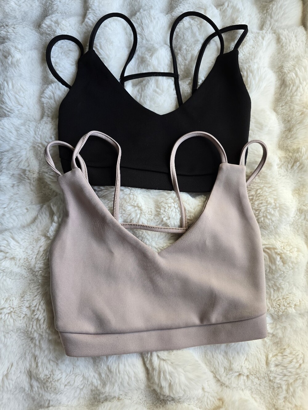 Double-Strap Bralette Duo — Black & Beige